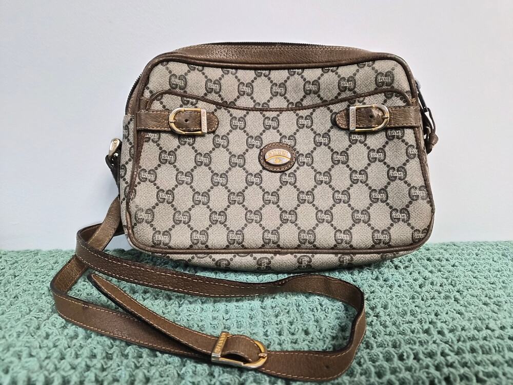 Vintage Gucci Plus GG Monogram Crossbody Bag Italy